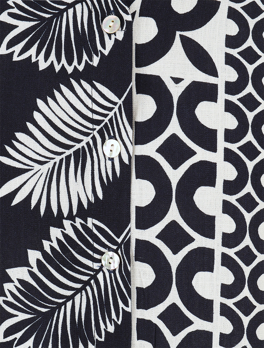 Chemise ample manches courtes imprimé tropical - Marine - 3