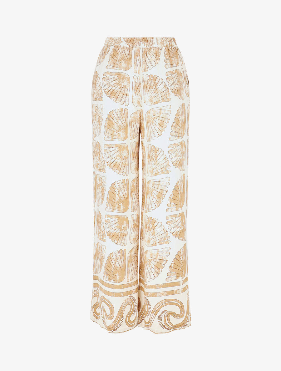 Pantalon droit taille haute imprimé fantaisie - Taupe - 2