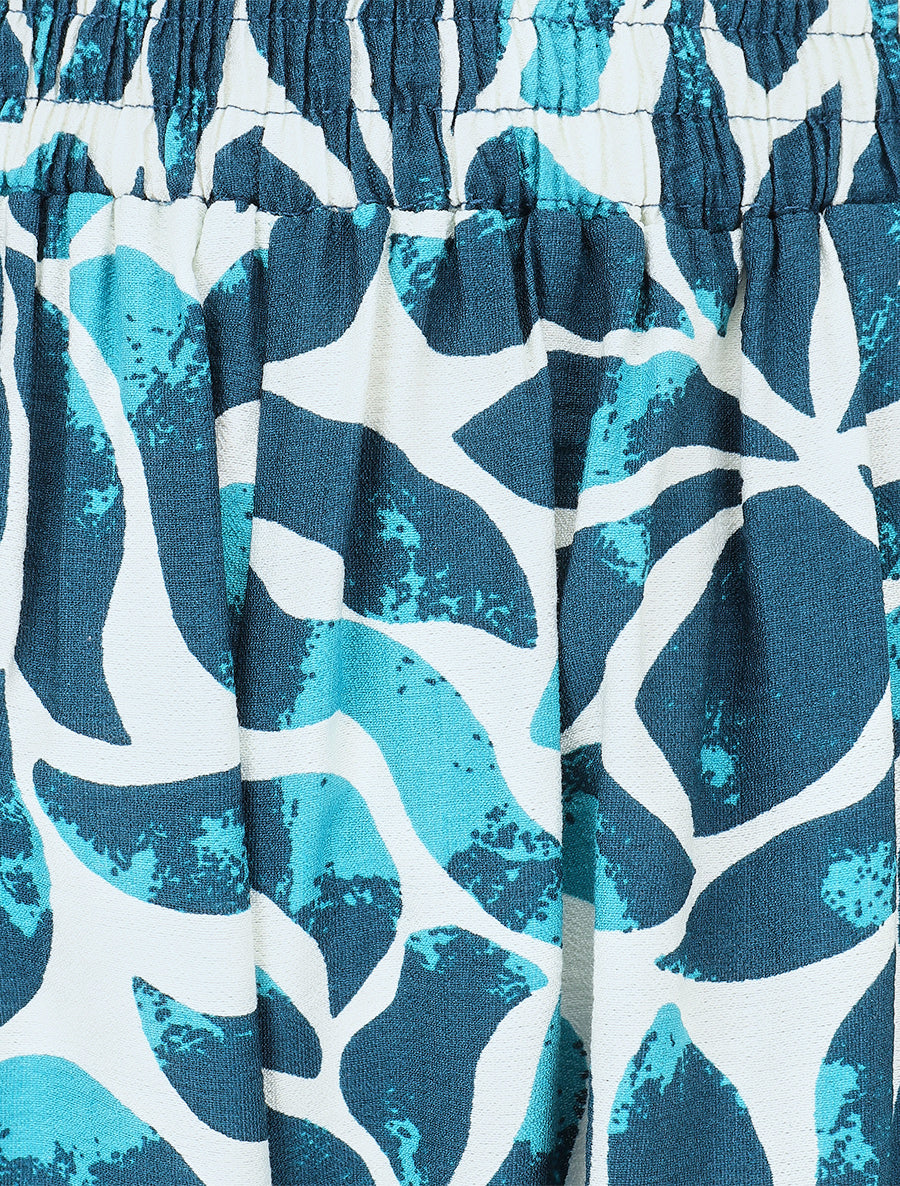 Pantalon droit imprimé abstrait - Bleu canard - 3