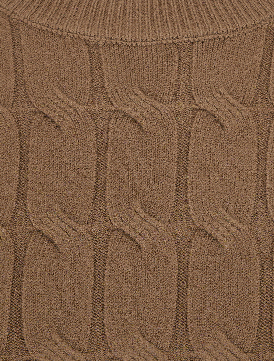 Pull droit en maille tressée - Taupe - 3