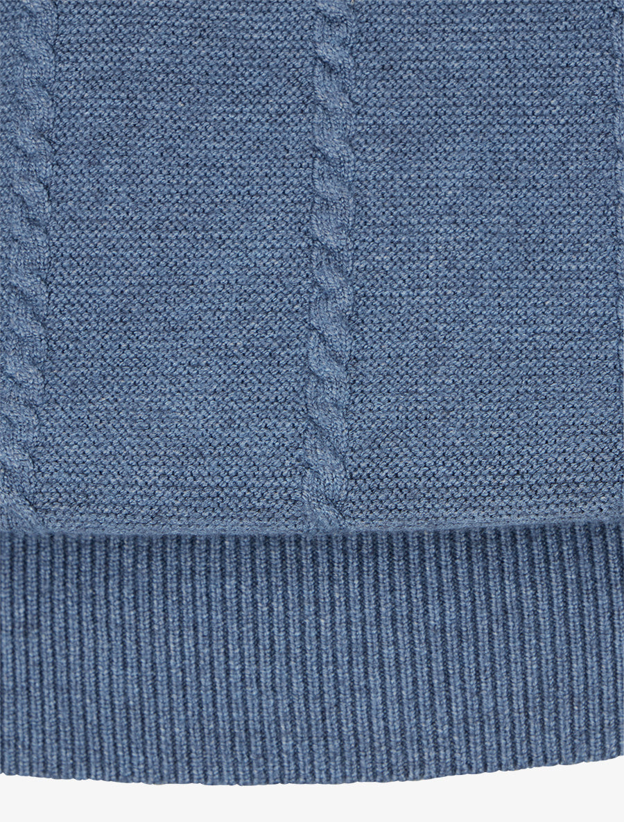 Pull à capuche effet tressé coupe droite - Bleu charrette - 3