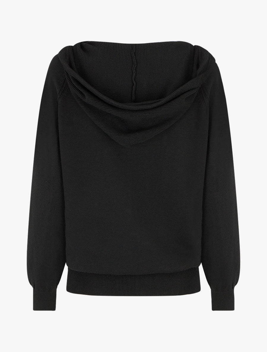 Sweat à capuche en maille - Noir - 2