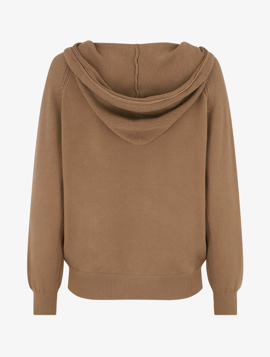Sweat à capuche en maille - Camel - 2