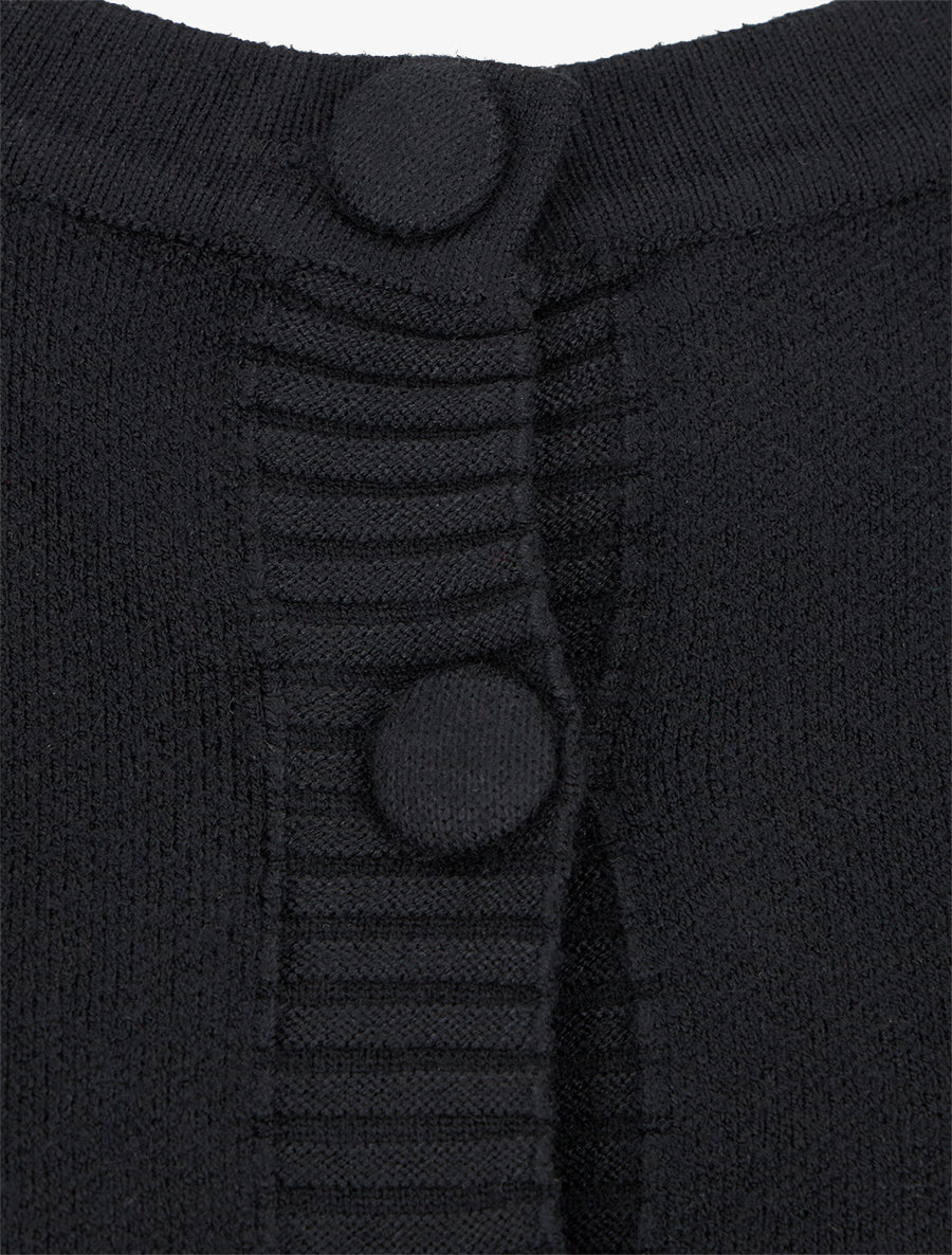 Gilet uni à col boutonné - Noir - 3