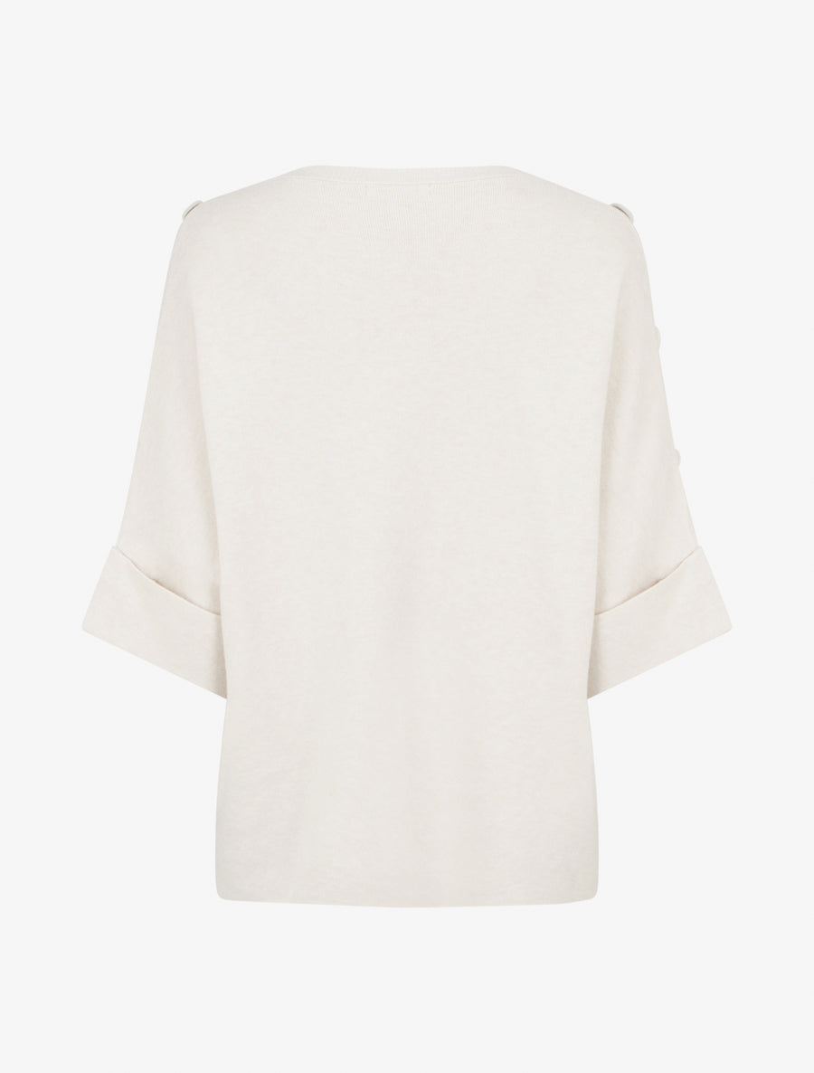 Pull uni à boutons décoratifs - Blanc - 2