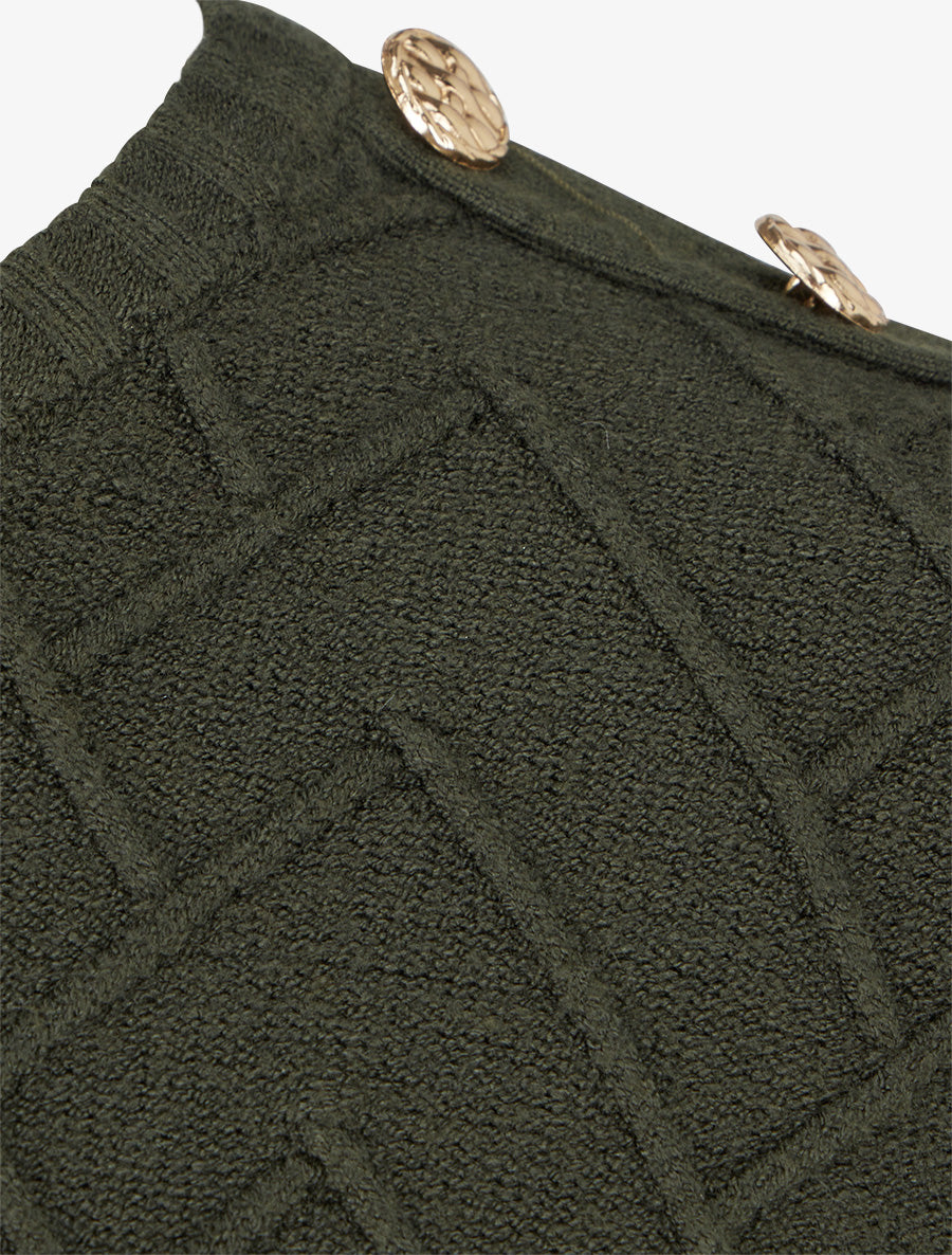 Pull droit en maille fantaisie - Kaki - 3