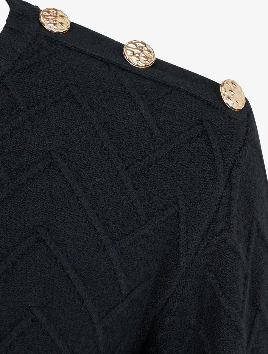Pull droit en maille fantaisie - Noir - 3