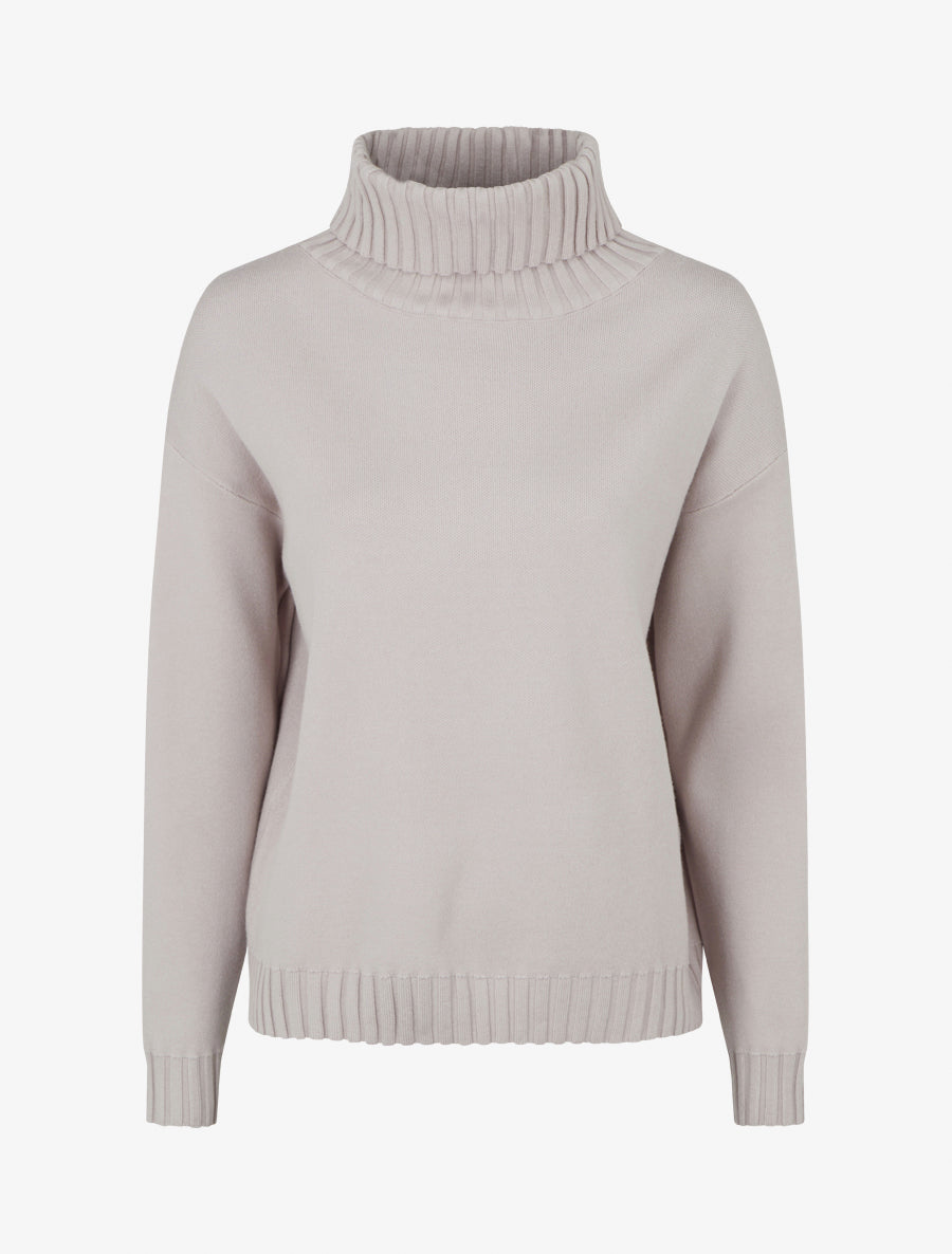 Pull droit uni à col roulé - Taupe - 1
