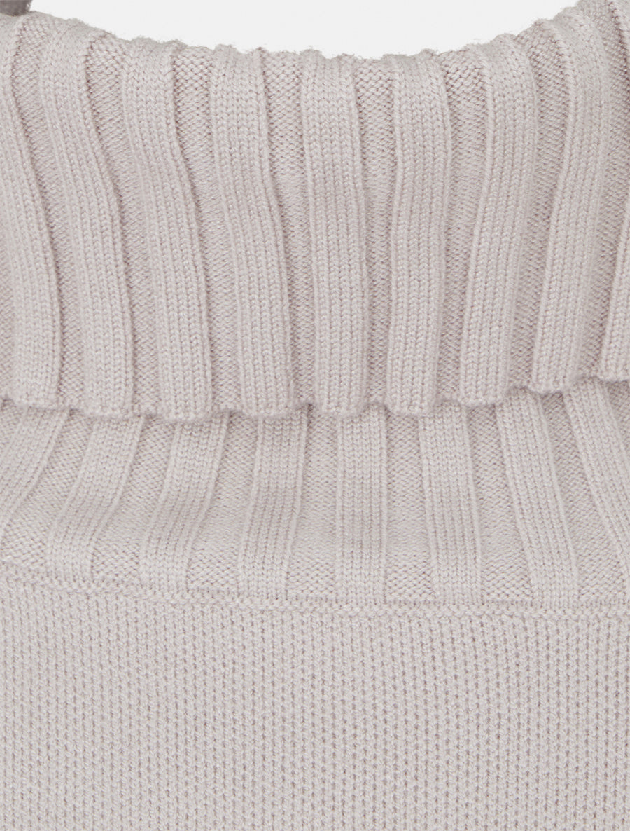 Pull droit uni à col roulé - Taupe - 3
