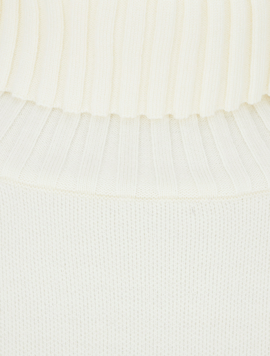 Pull droit uni à col roulé - Blanc - 3