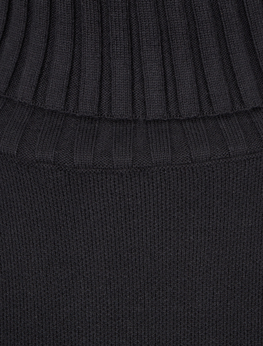 Pull droit uni à col roulé - Noir - 3