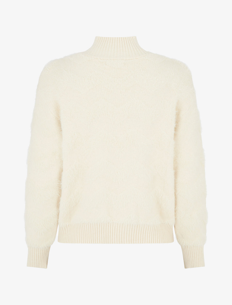 Pull droit uni duveteux - Beige - 2