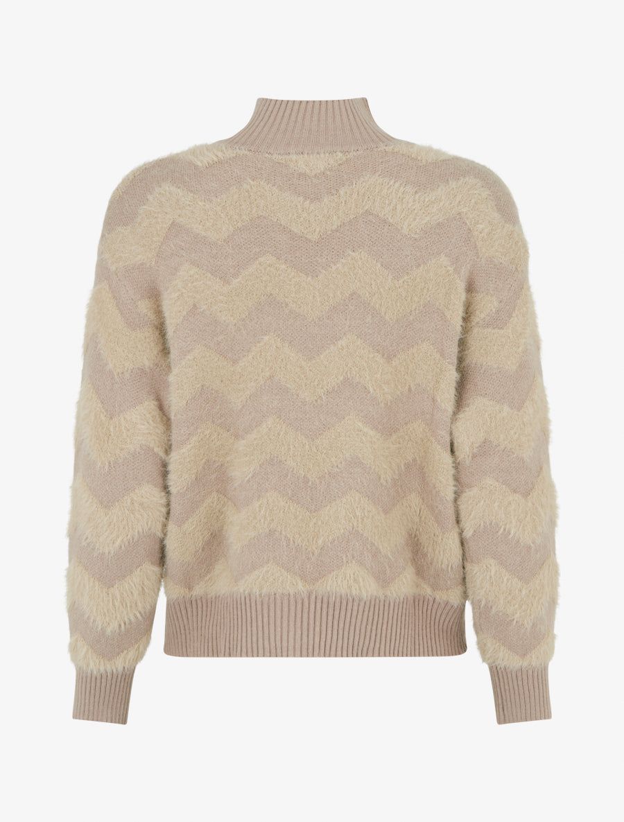 Pull droit uni duveteux - Taupe - 2