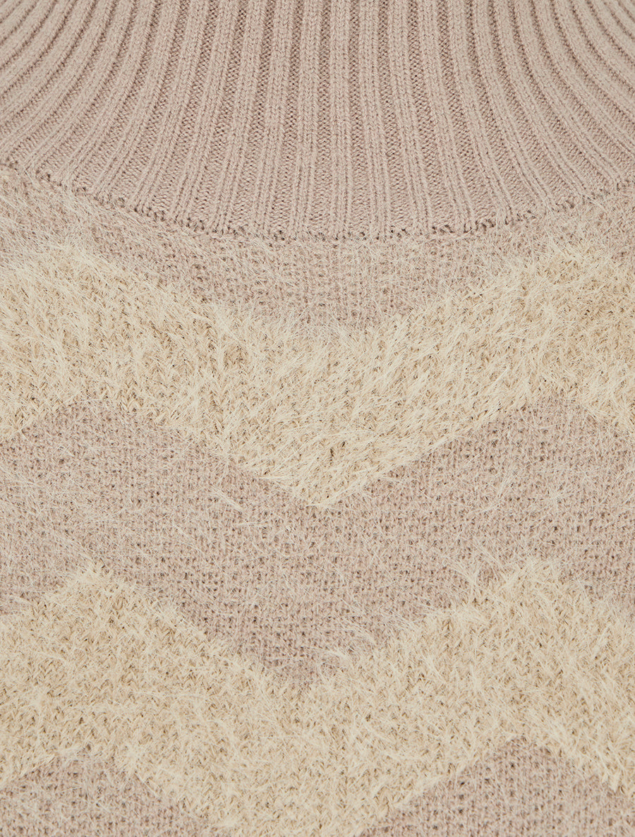 Pull droit uni duveteux - Taupe - 3