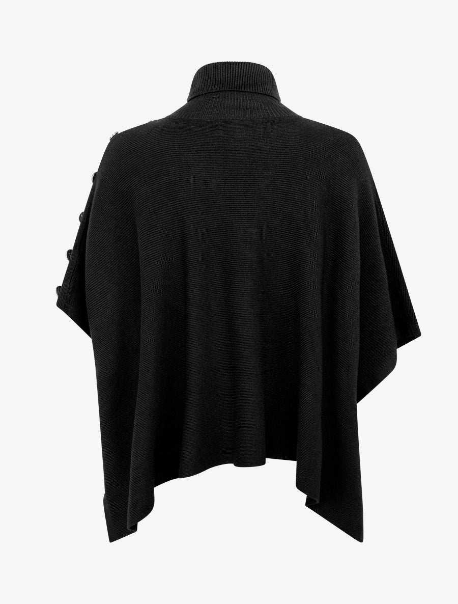 Poncho côtelé à col roulé - Noir - 2
