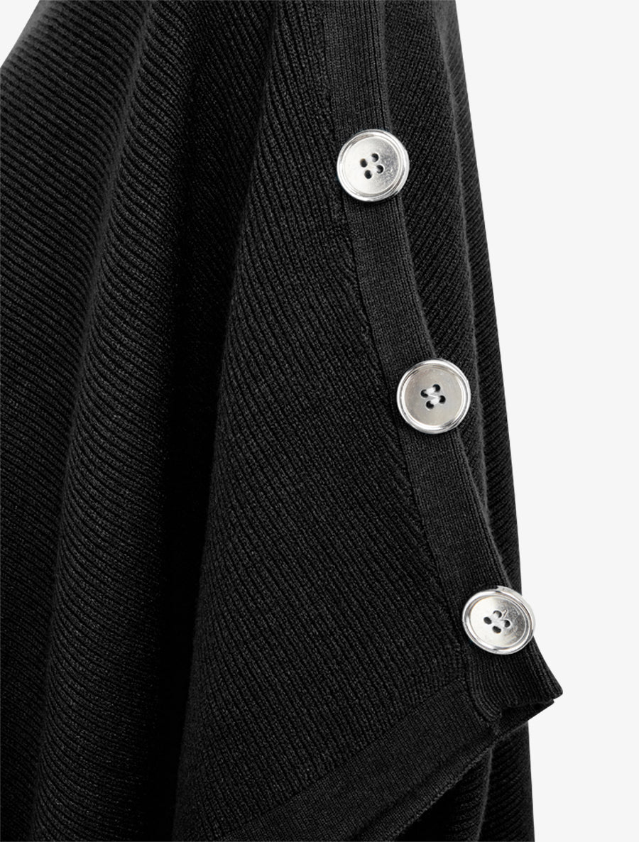 Poncho côtelé à col roulé - Noir - 3