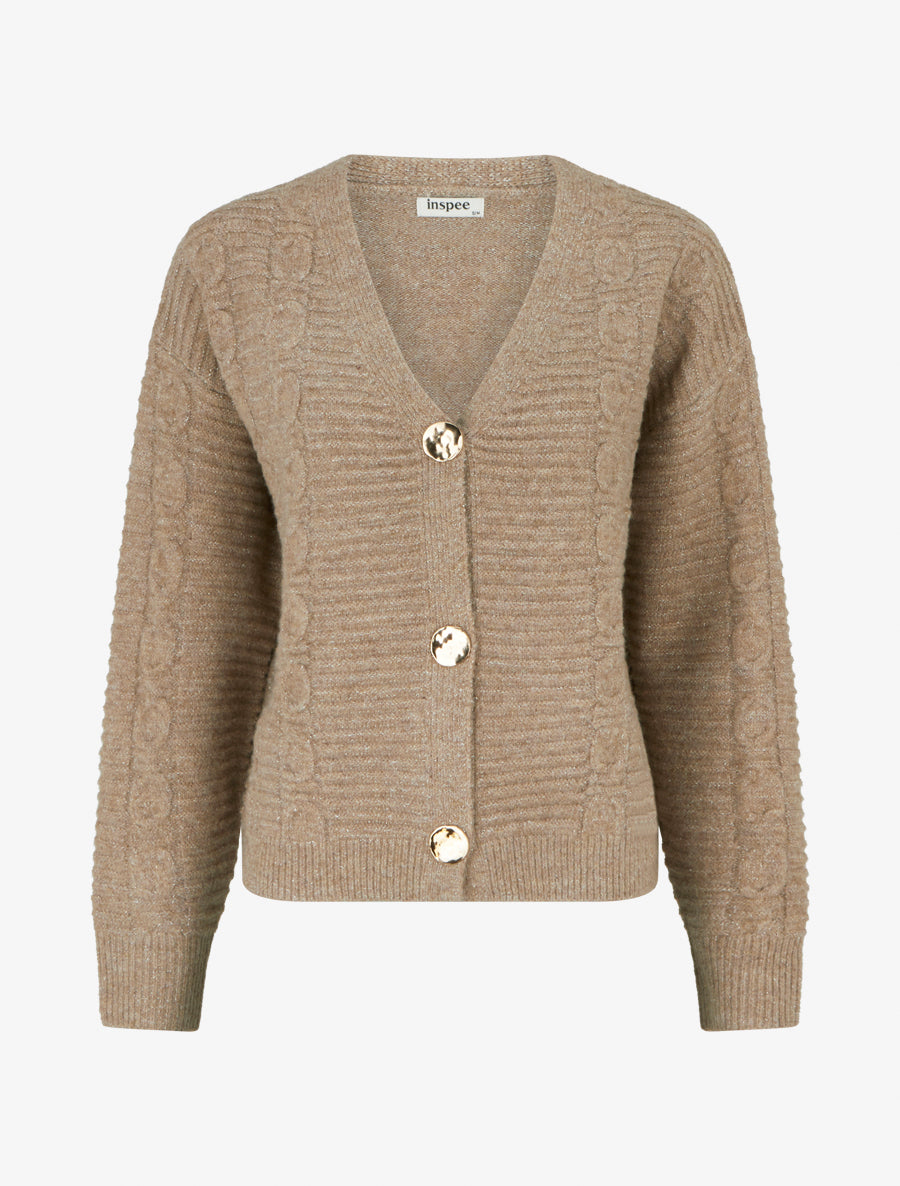 Gilet irisé à boutons métalliques - Taupe - 1