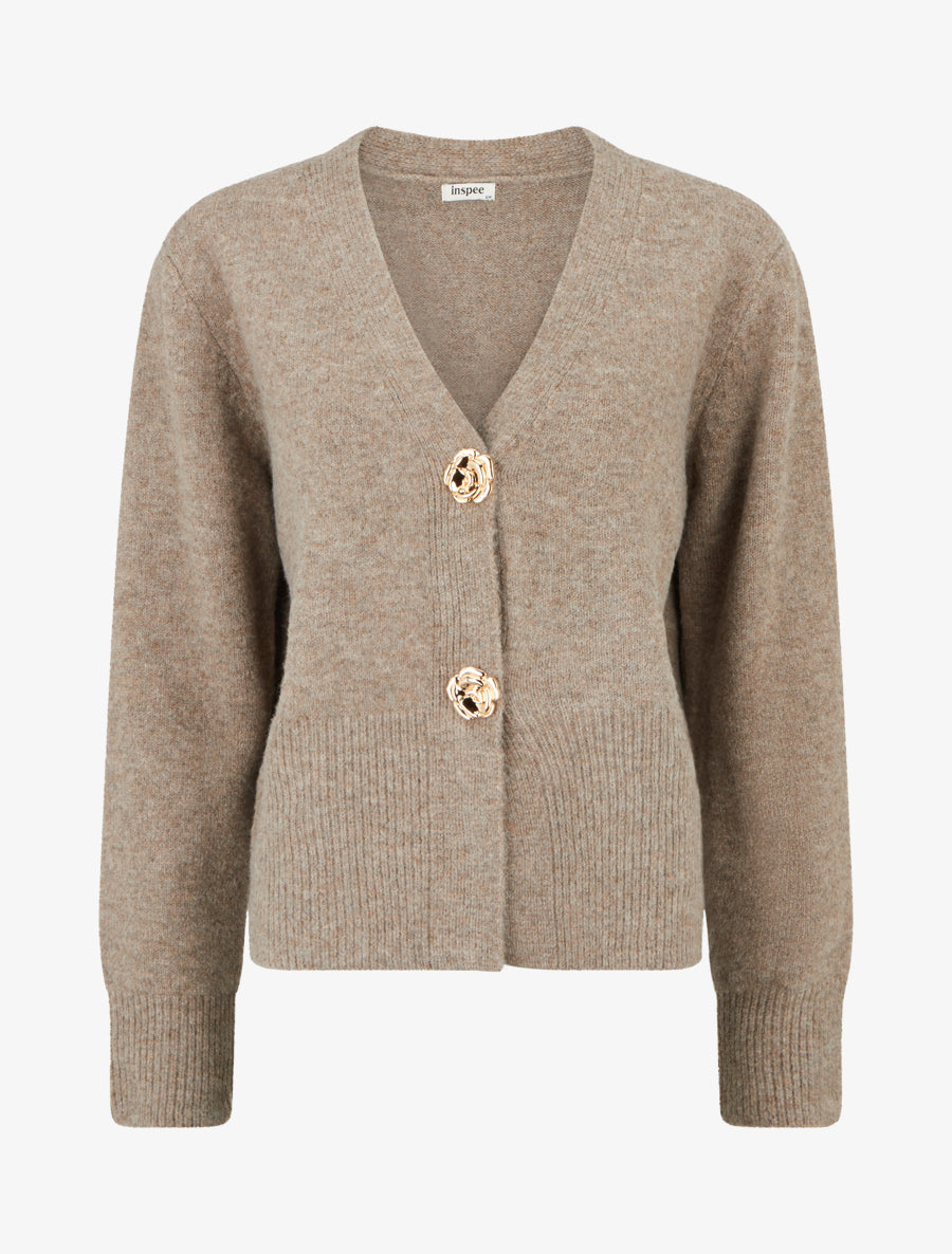 Gilet droit à boutons style rose - Taupe - 1