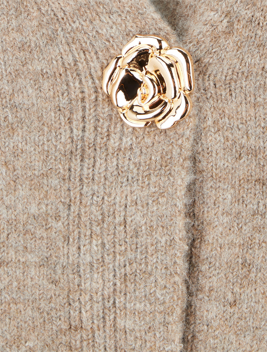 Gilet droit à boutons style rose - Taupe - 3