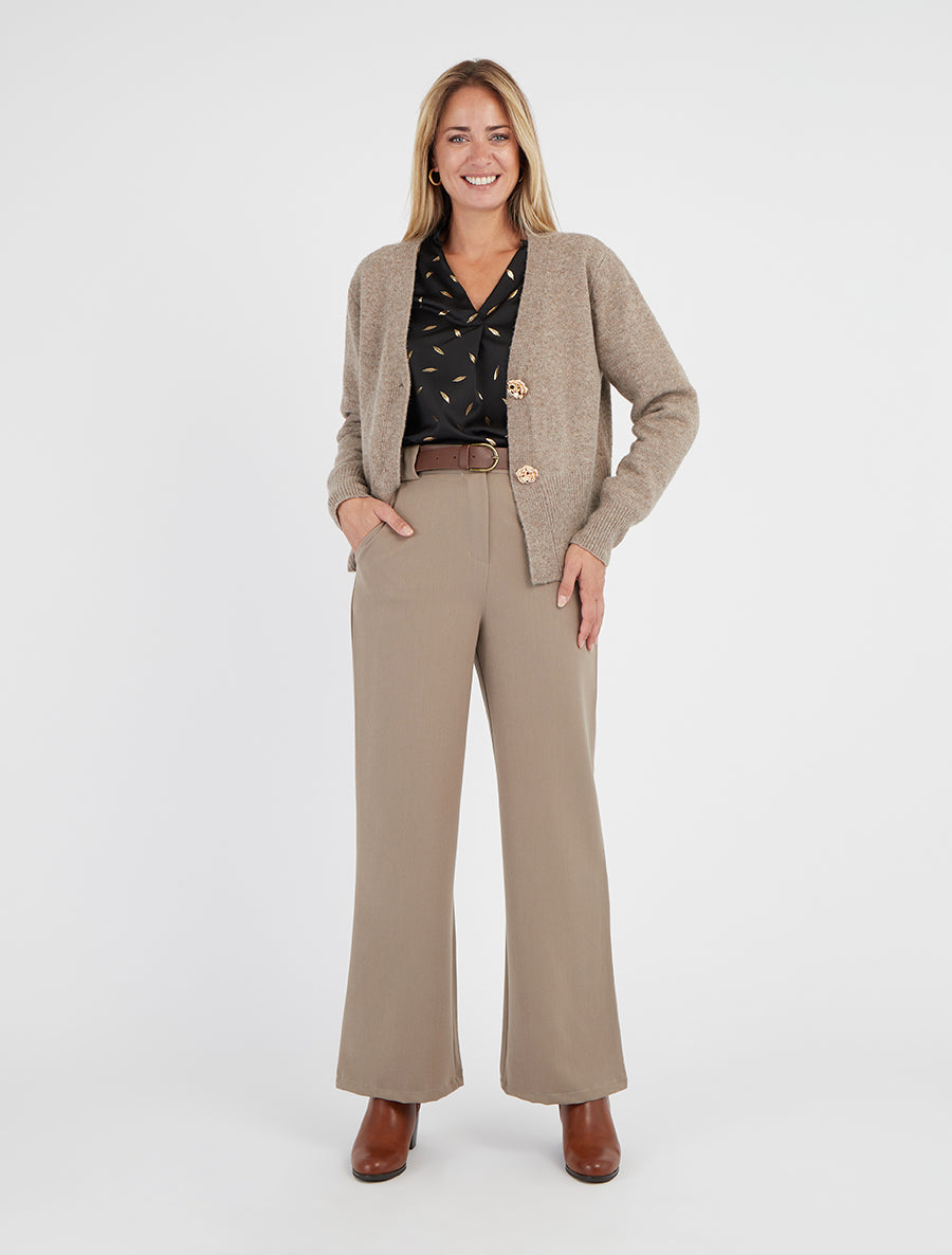 Gilet droit à boutons style rose - Taupe - 8