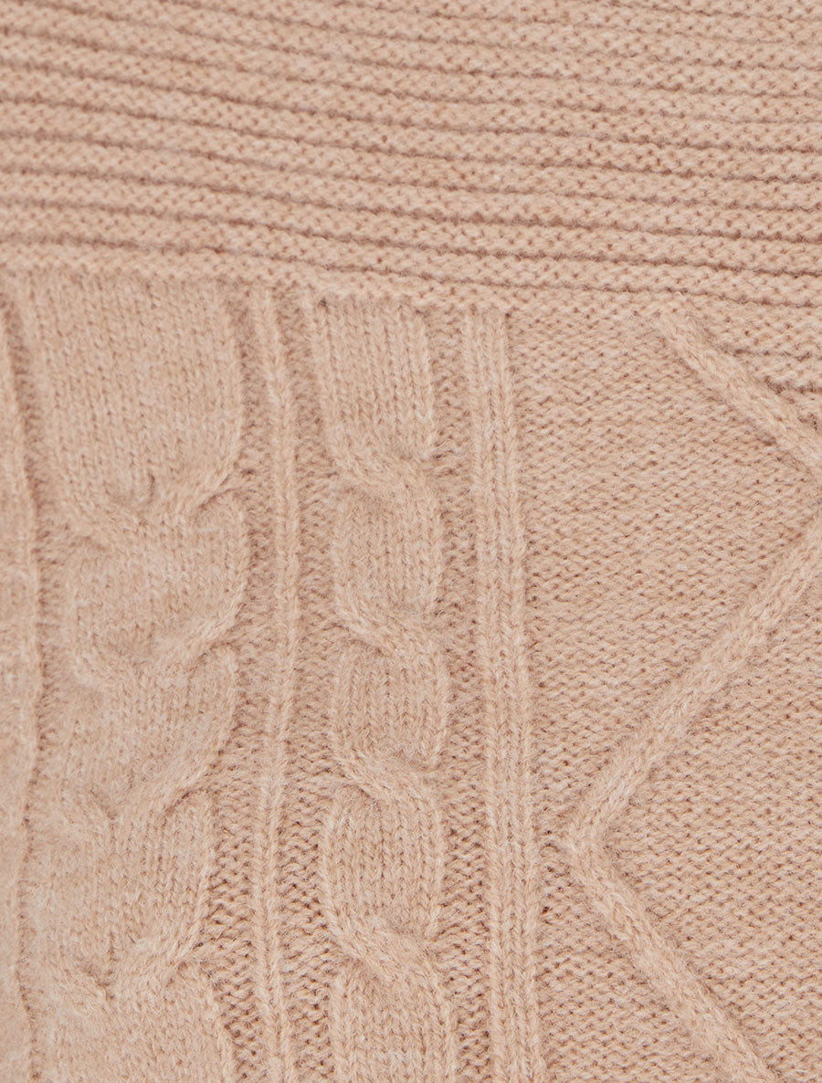 Pull droit à col bateau en maille fantaisie - Beige - 3