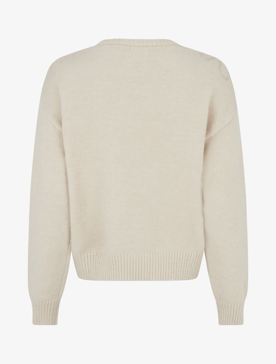 Pull uni à motif fantaisie - Beige - 2