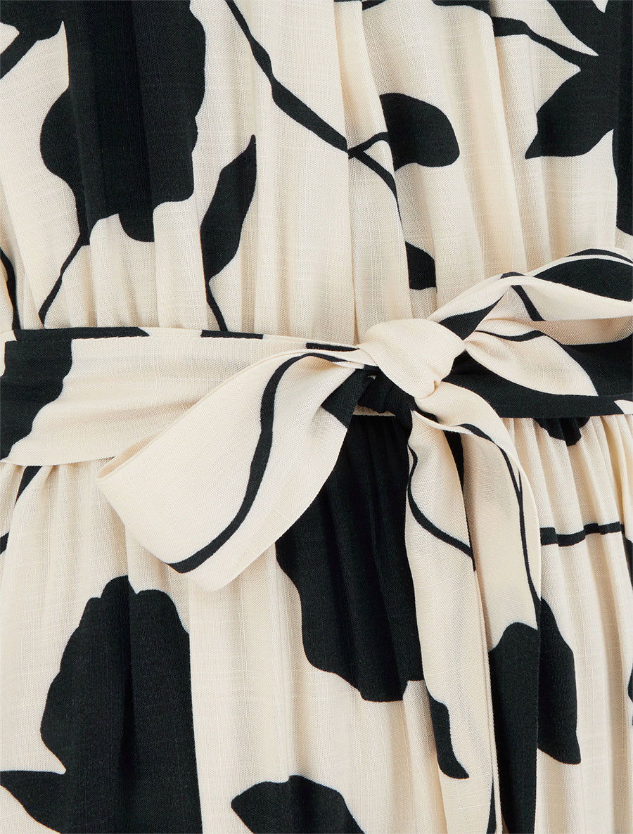 Robe longue élastiquée imprimé floral - Noir - 3