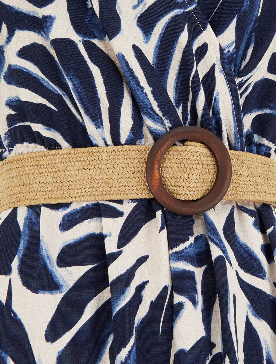 Robe longue imprimé fantaisie à col cache-coeur - Marine - 3