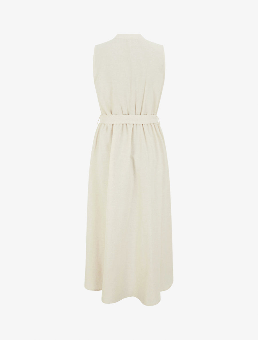 Robe longue unie effet lin - Beige - 2