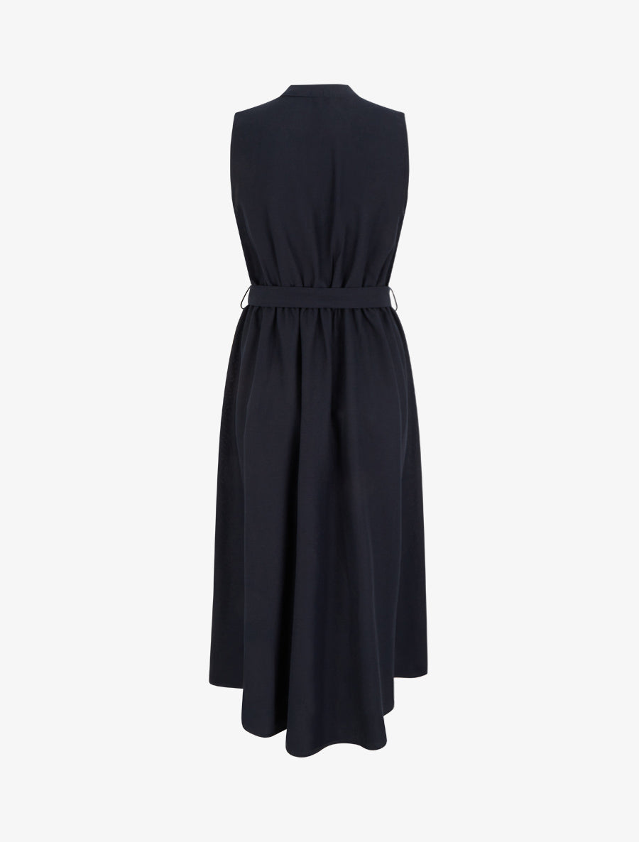 Robe longue unie effet lin - Marine - 2