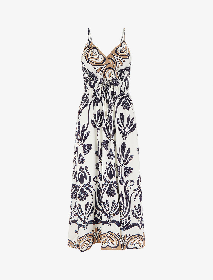 Robe longue à imprimé ikat - Marine - 1