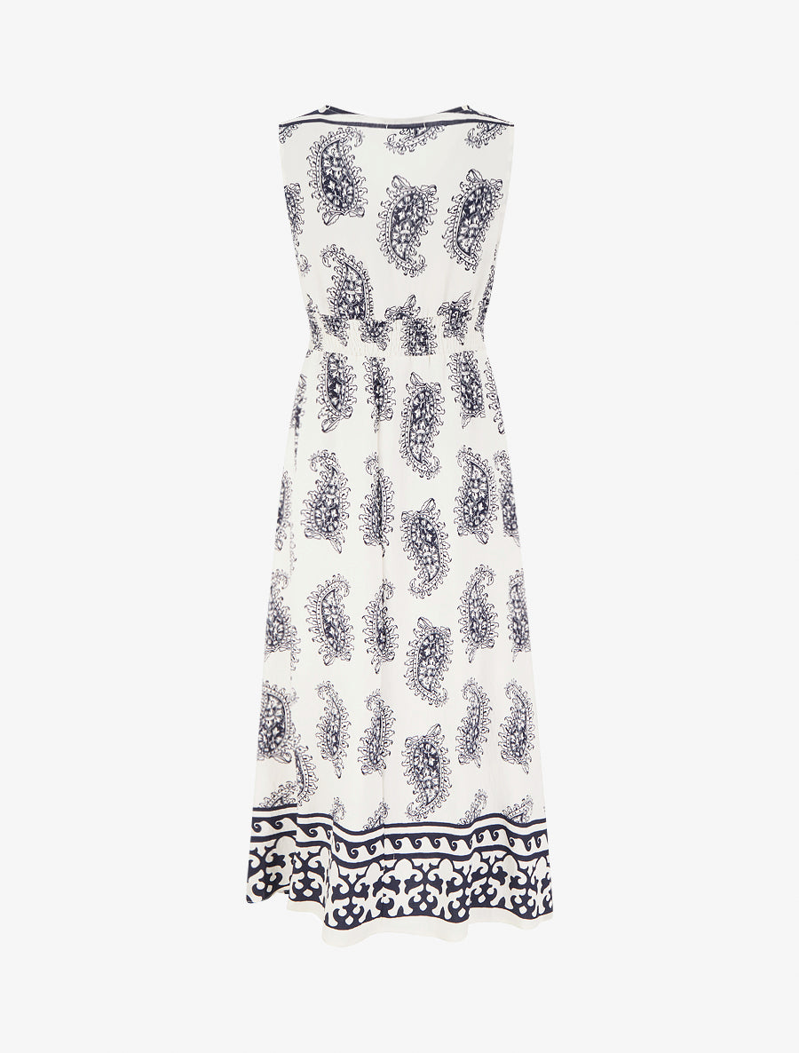 Robe imprimé foulard à col cache-coeur - Marine - 2