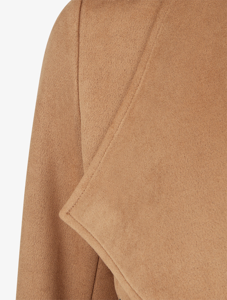 Suède jasje met sjaalkraag - Kameel