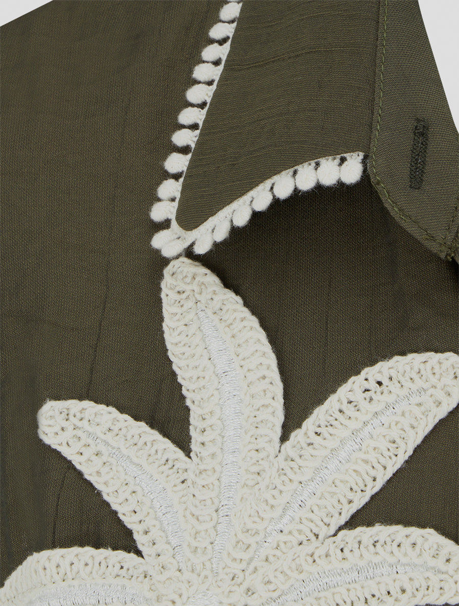 Chemise sans manches à broderie palmier - Kaki - 3