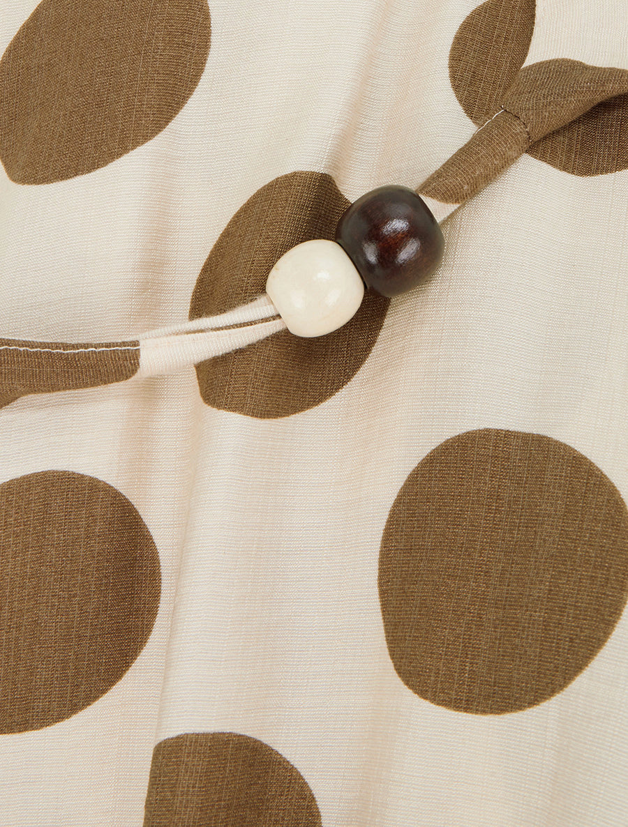 Robe longue à bretelles perlées et imprimé pois - Marron - 3