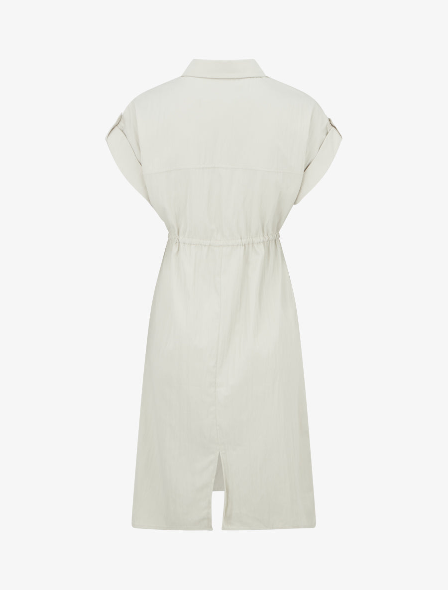 Robe droite unie à manches courtes - Beige - 2