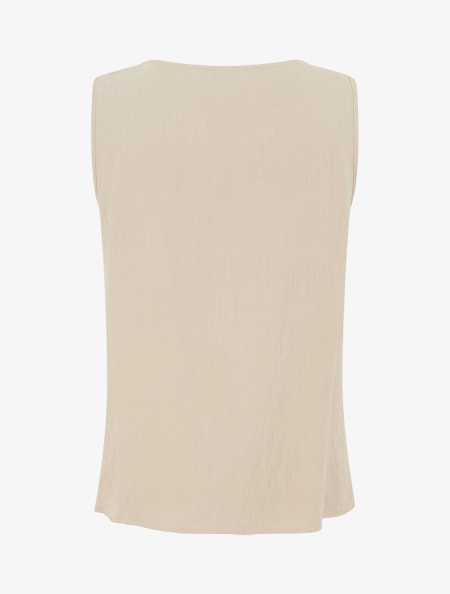 Top sans manches droit à broderies - Beige - 2