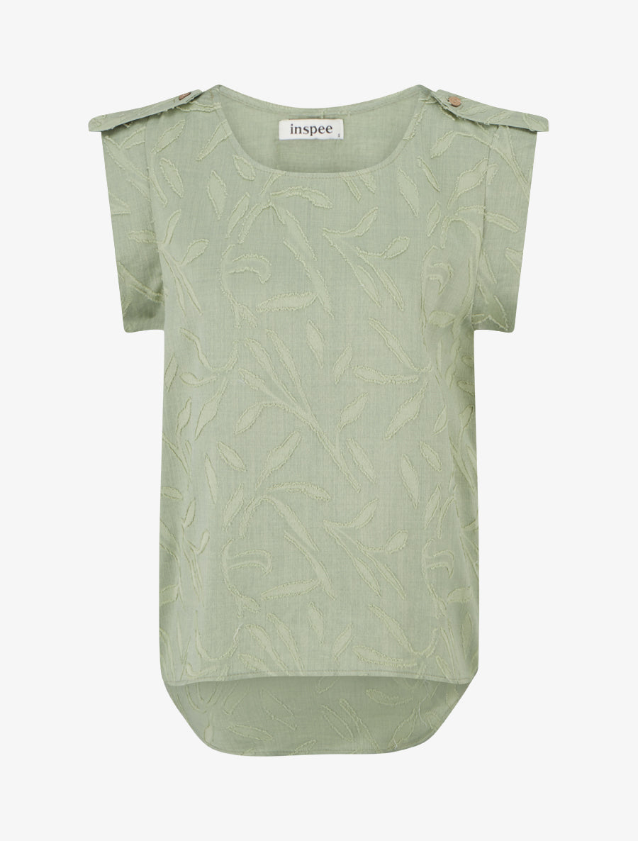 Top droit sans manches en tissu texturé - Kaki - 1