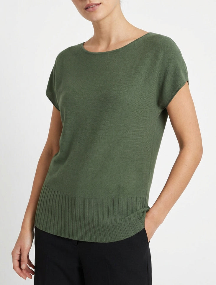 Fijn effen trui met ronde halslijn. - Kaki