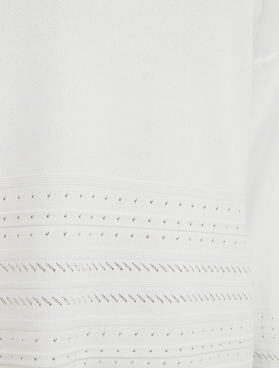 Top droit en maille à bords fantaisie - Blanc - 3