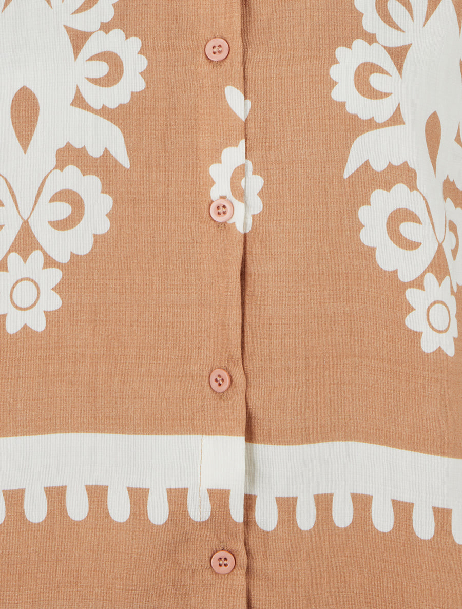 Chemise sans manches imprimé arabesques - Camel - 3