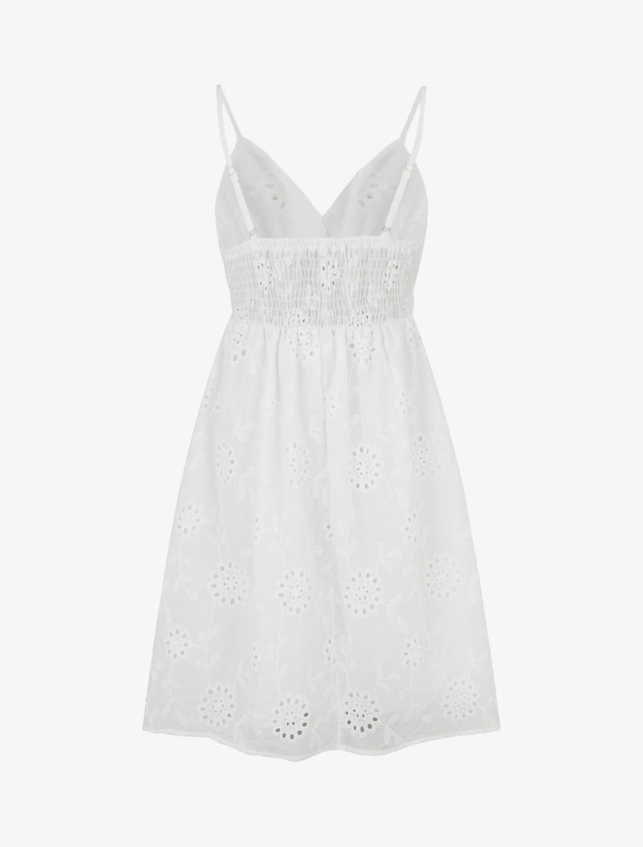 Robe mi-longue à motif floral ajouré - Blanc - 2