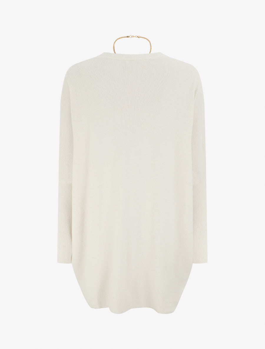 Pull long uni asymétrique - Écru - 2