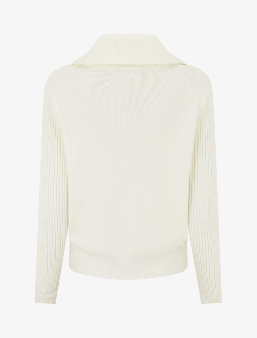 Gilet en maille zippé - Crème - 2