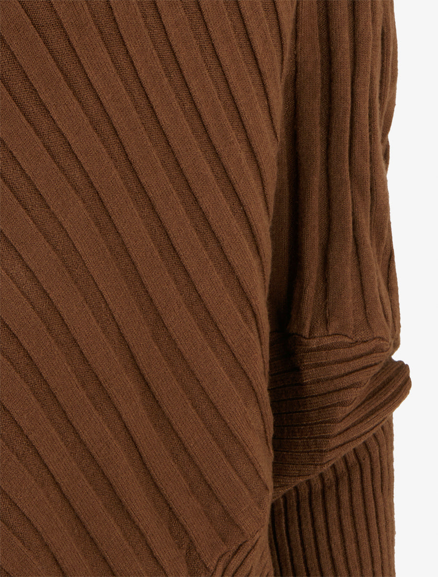 Pull overzise asymétrique à col montant - Camel - 3