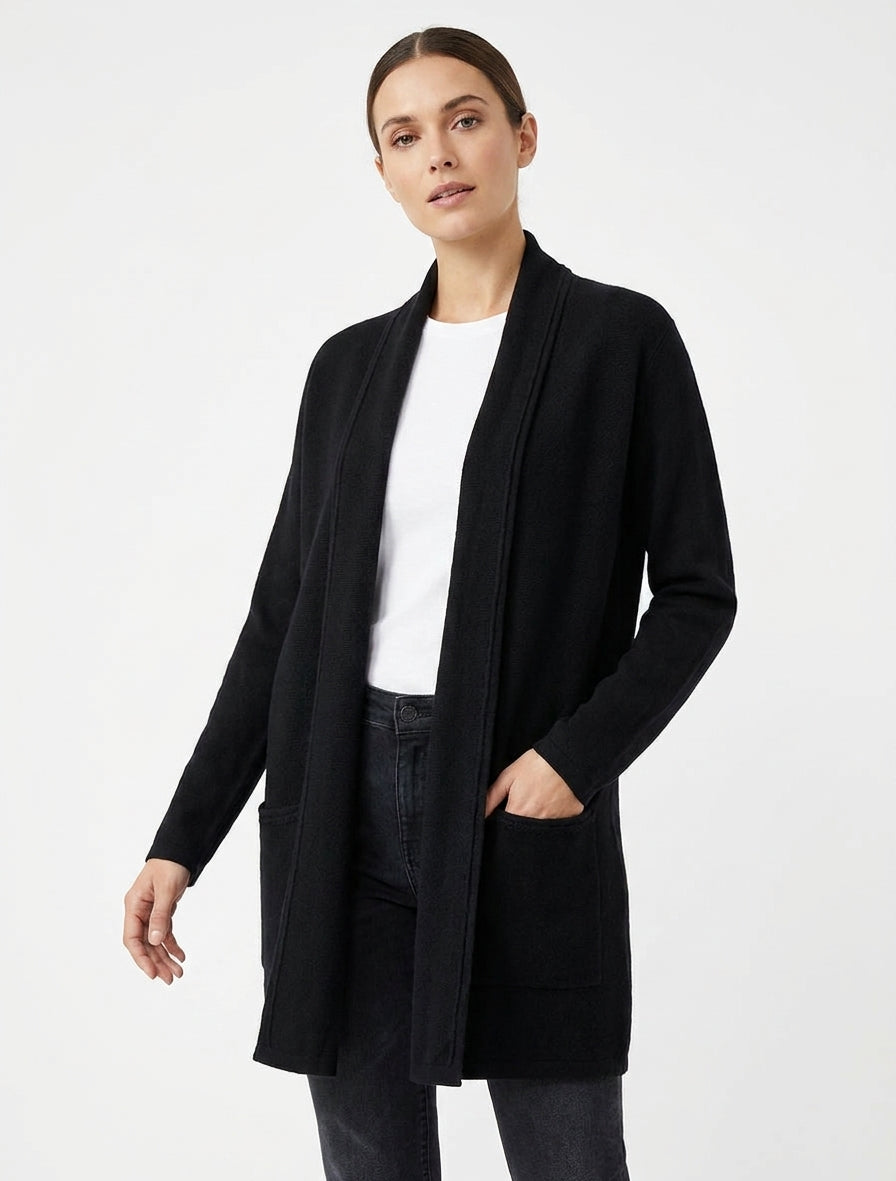 Halflang vest met sjaalkraag - Zwart
