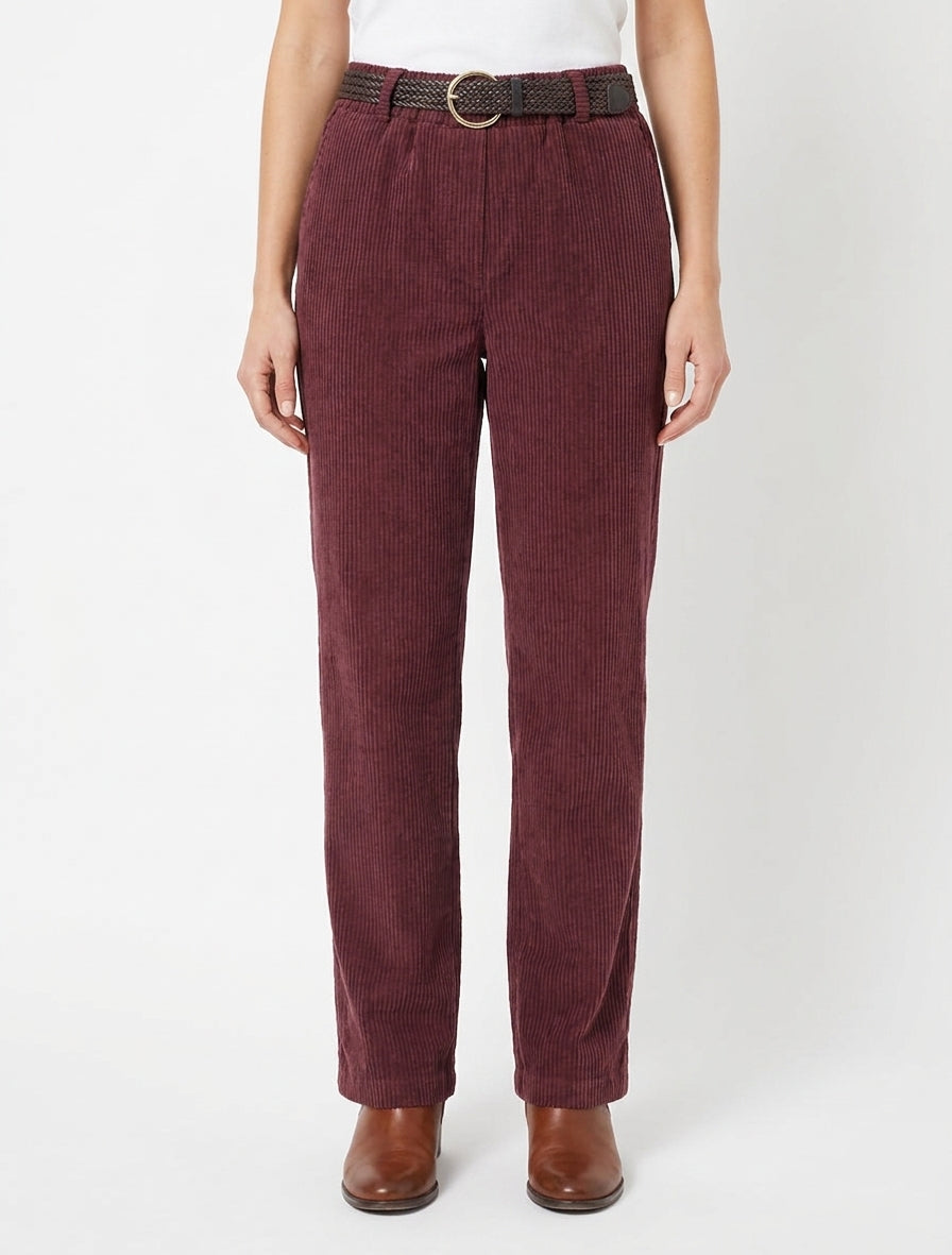 Rechte broek van ribfluweel - Bordeaux