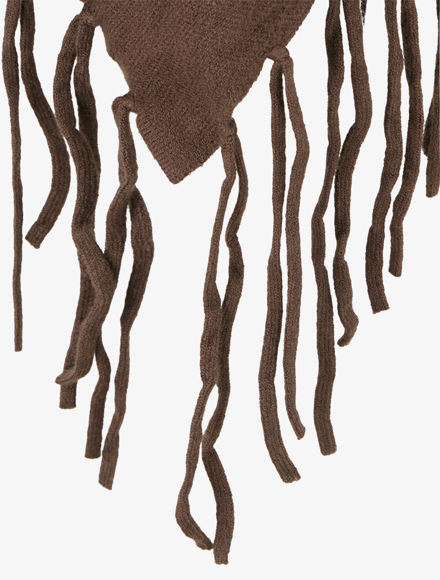 Poncho oversize à franges - Marron - 3