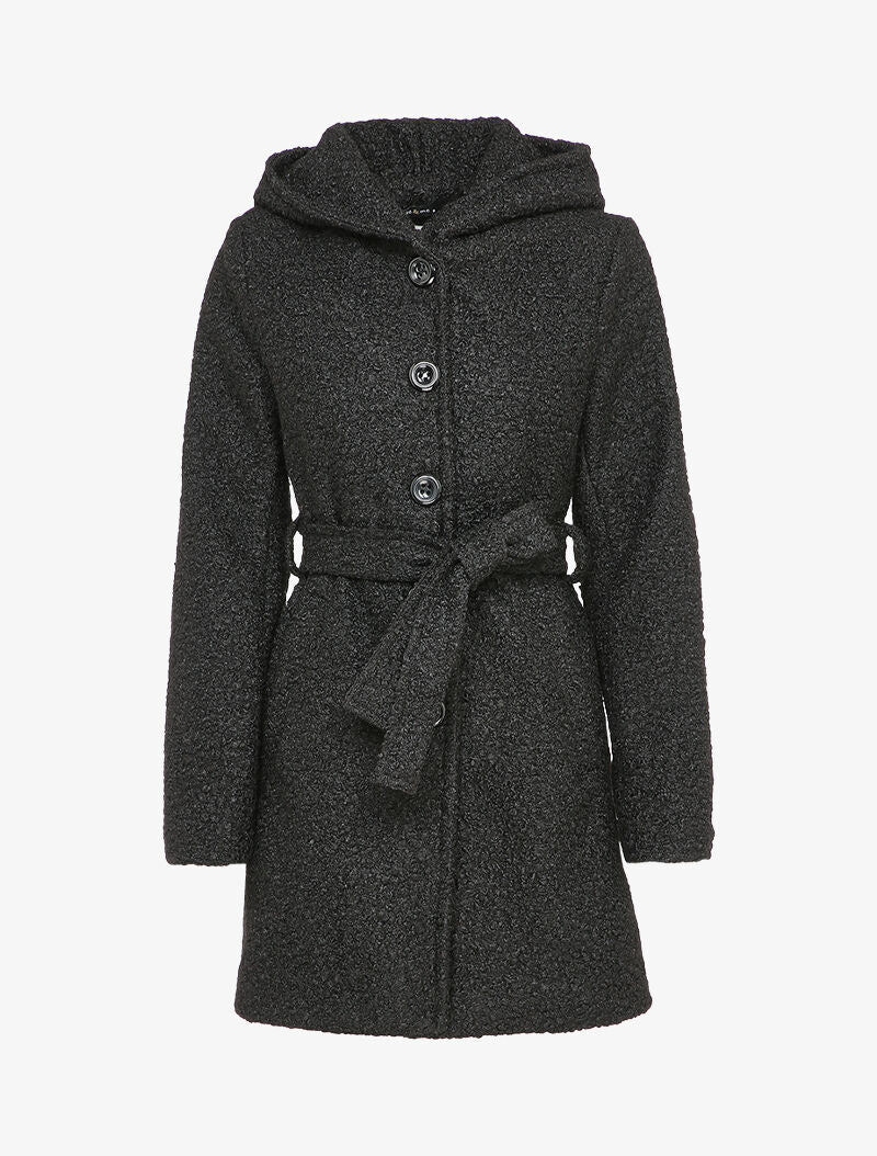 Manteau boutonné à capuche - Noir - 4