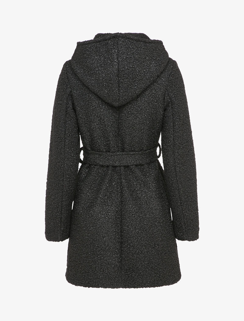 Manteau boutonné à capuche - Noir - 2